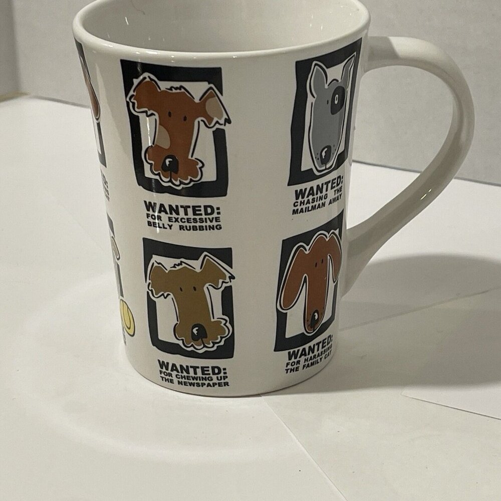 Large Illustrated DOG MUG SHOTS Funny "WANTED" Poster Cartoon‎ Dog Coffee Mug